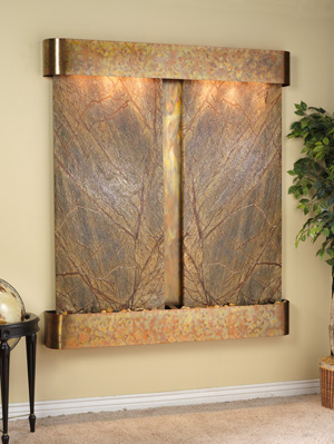 Interior Waterfall from Adagio Collection - Stainless Steel and Rustic Copper indoor waterfalls